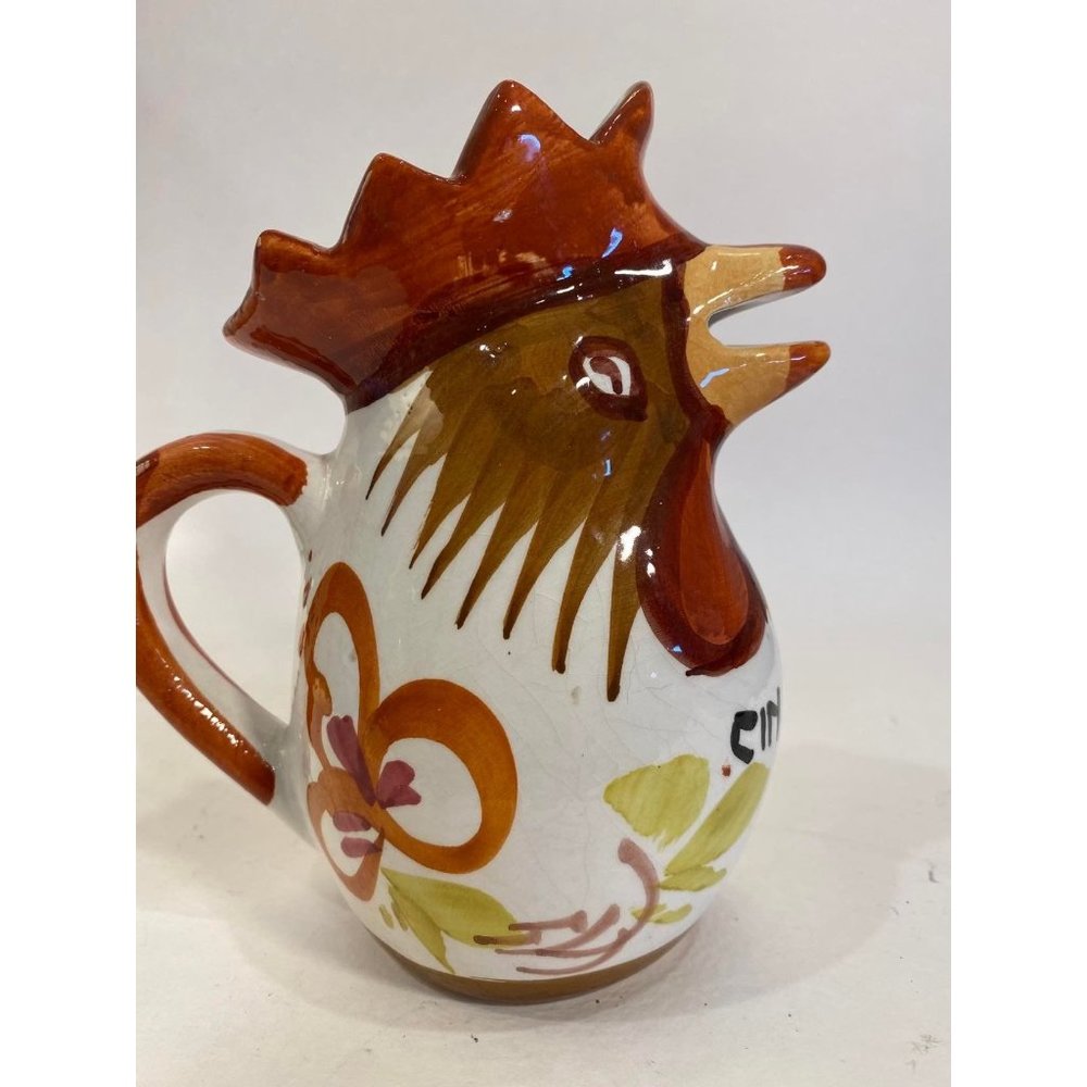 Bassano Italy Rooster Pitcher Italian Pottery Hand Painted Venice Creamer Cafe 6